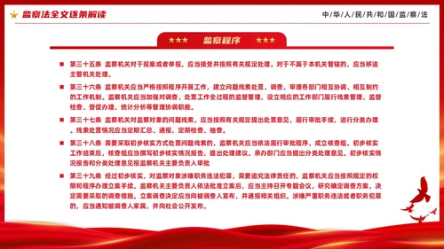 红色大气庄严监察法解读学习培训PPT条例监察