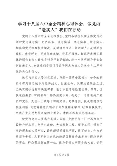 学习十八届六中全会精神心得体会：做党内“老实人”我们在行动.docx