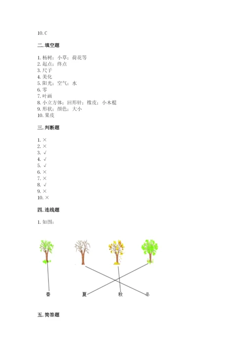 教科版一年级上册科学期末测试卷附参考答案（培优b卷）.docx