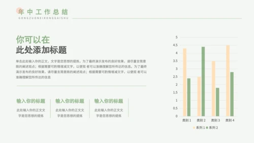 绿色小清新职场年中总结PPT模板