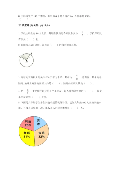 人教版六年级上册数学期末测试卷附答案ab卷.docx