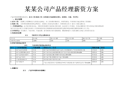 某某公司产品经理薪资方案