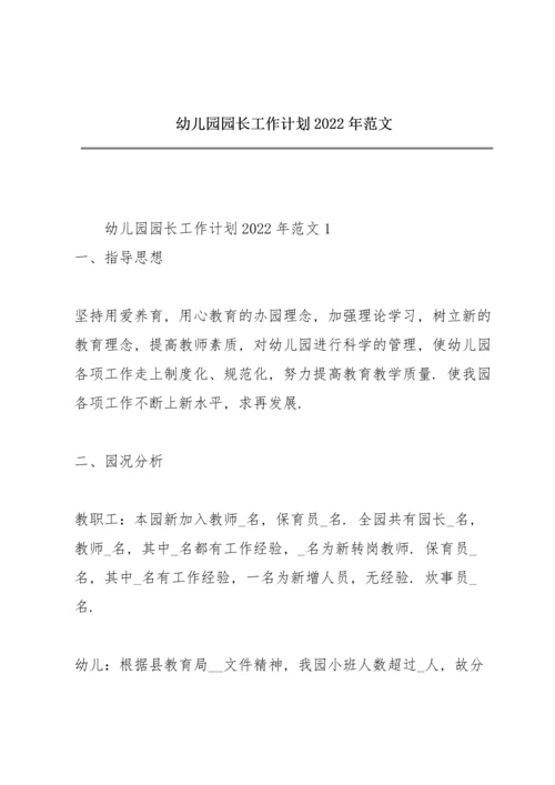 幼儿园园长工作计划2022年范文.docx