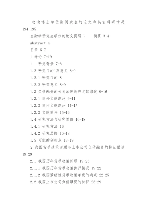 金融学研究生学位的论文提纲.docx