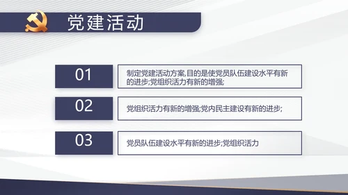 蓝色党建年终工作总结汇报PPT党课
