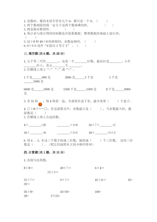 小学二年级下册数学 期末测试卷精品【全优】.docx