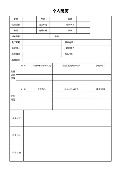 测试工程师表格简历模板