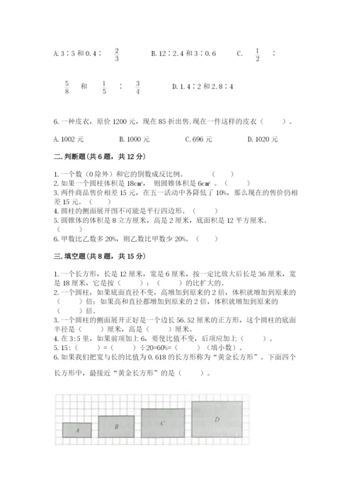 绥中县六年级下册数学期末测试卷（综合卷）.docx