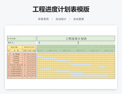 工程进度计划表模版