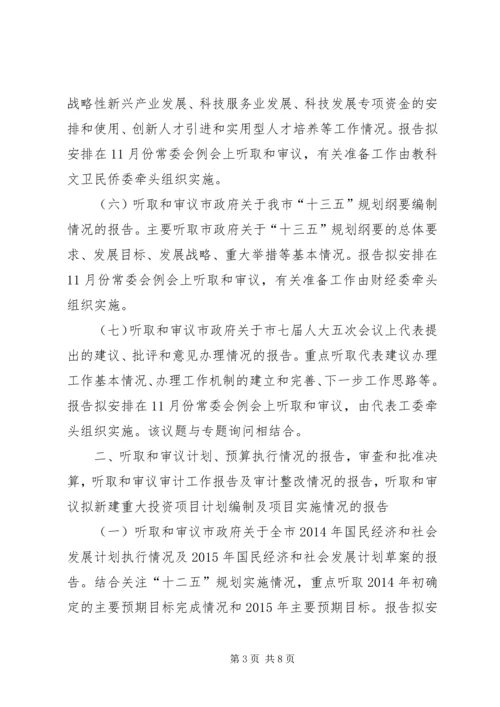 人大常委会年度监督工作计划.docx