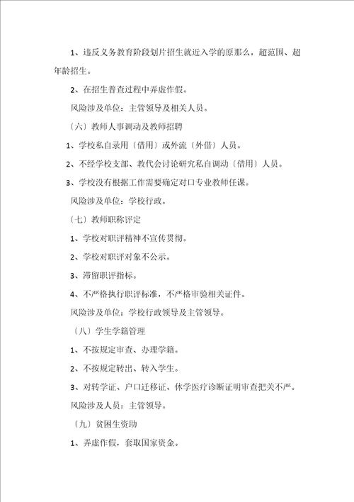 最新学校廉政风险点梳理和防控措施2022