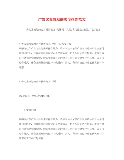 精编策划方案广告文案策划的实习报告范文.docx