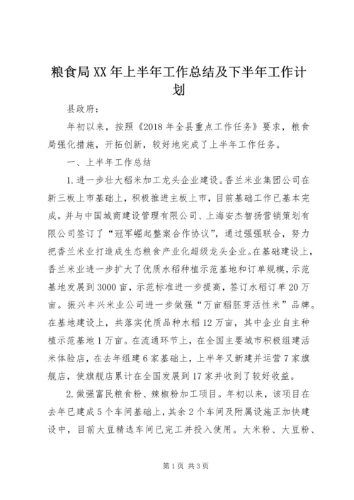 粮食局XX年上半年工作总结及下半年工作计划.docx