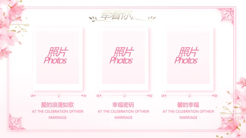 粉色唯美我们的婚礼动态PPT模板