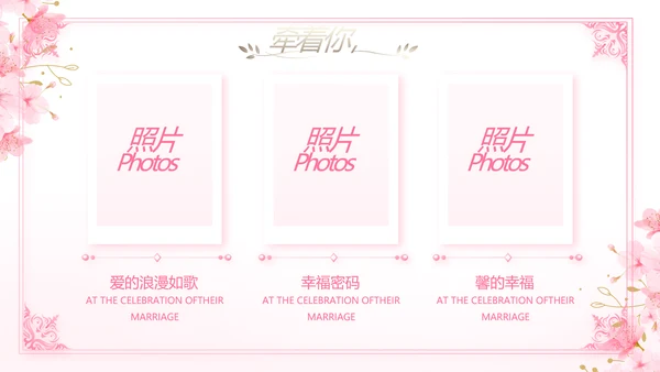 粉色唯美我们的婚礼动态PPT模板