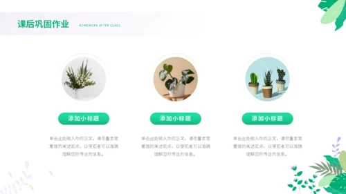 绿色小清新花卉教学模板