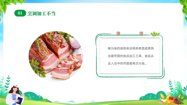 绿色清新展板风夏季食品安全健康指南PPT夏季安全