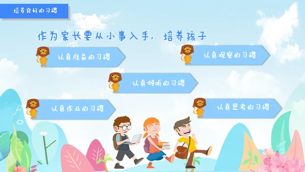 卡通可爱小学班级期中家长会通用PPT模板