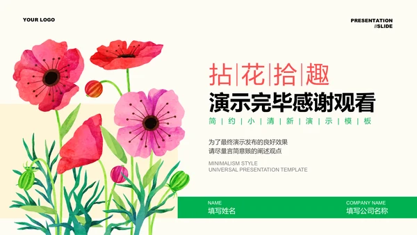 彩色插画小清新通用PPT演示模板