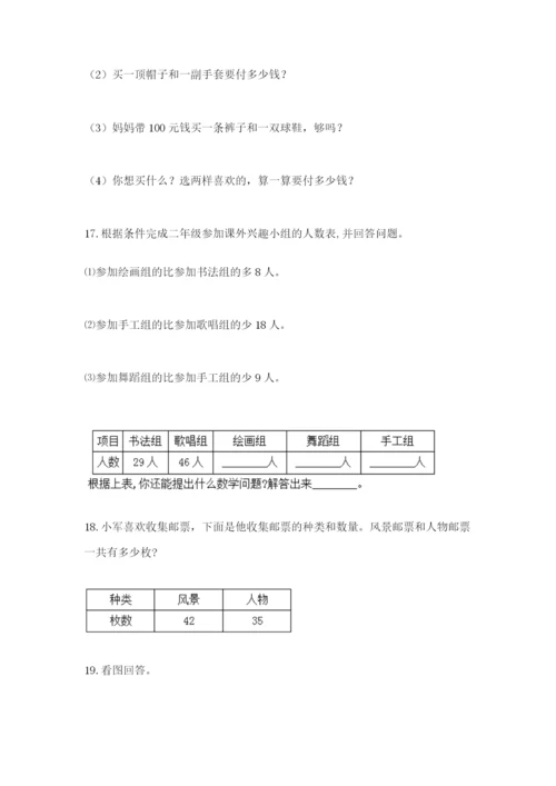 小学二年级数学应用题大全及一套答案.docx