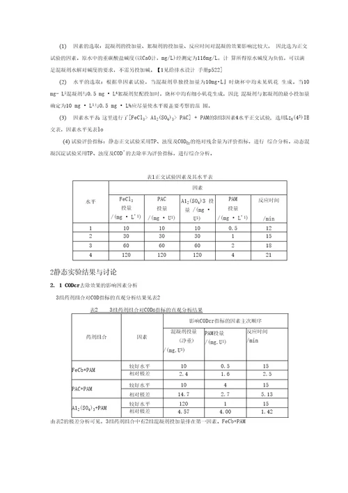 混凝条件对再生水处理效果的影响试验研究