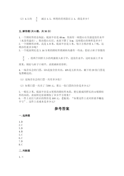 北京版六年级下册数学期中测试卷精品【各地真题】.docx