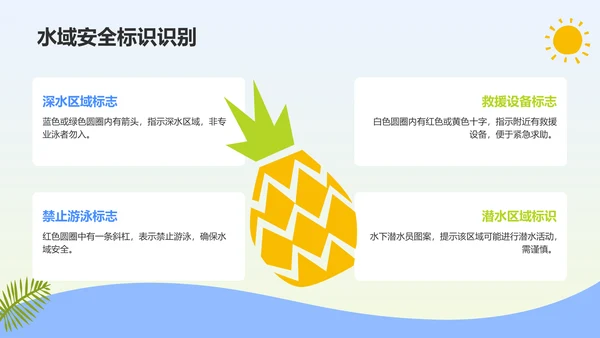 蓝色插画风暑假安全主题班会PPT模板
