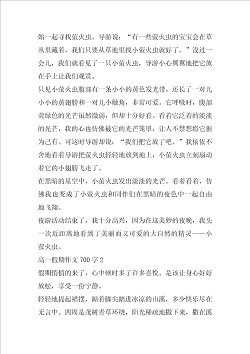 高一假期作文700字