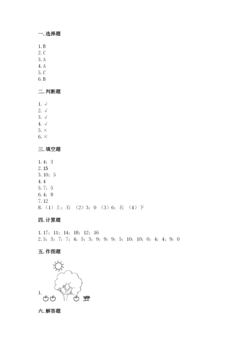 人教版一年级上册数学期末测试卷含答案【b卷】.docx