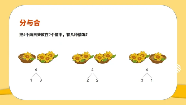 黄色扁平风一年级数学1-5的加减课件PPT模板