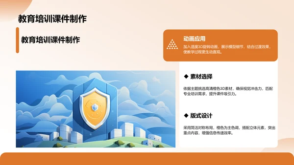 橙色3D风专业培训素材集PPT