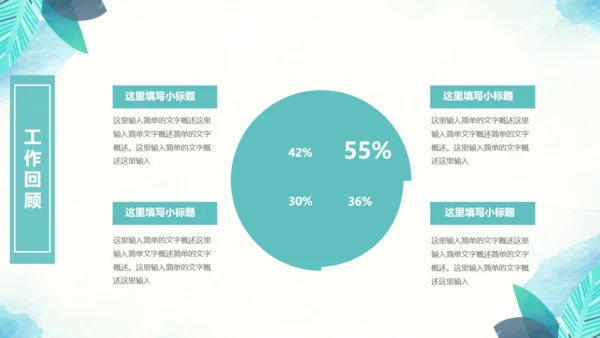 绿色叶子工作汇报通用PPT模版