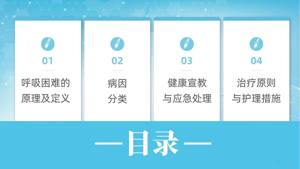 蓝色渐变简约商务呼吸困难的护理医学护理肺部培训PPT模板呼吸衰竭