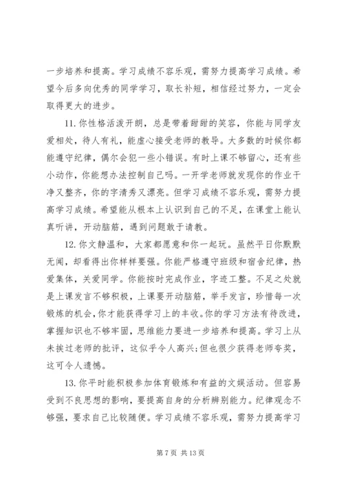 初中学生评语精选50句.docx