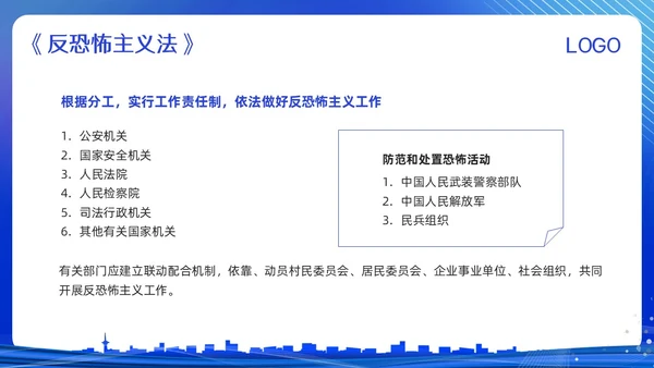 蓝色简约反恐防暴反恐防暴安全教育PPT模板宣传PPT动态PP