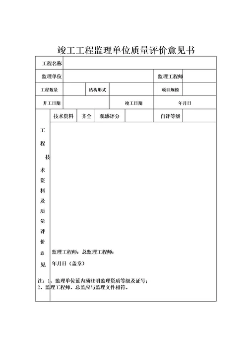 工程竣工验收报告及五方验收表