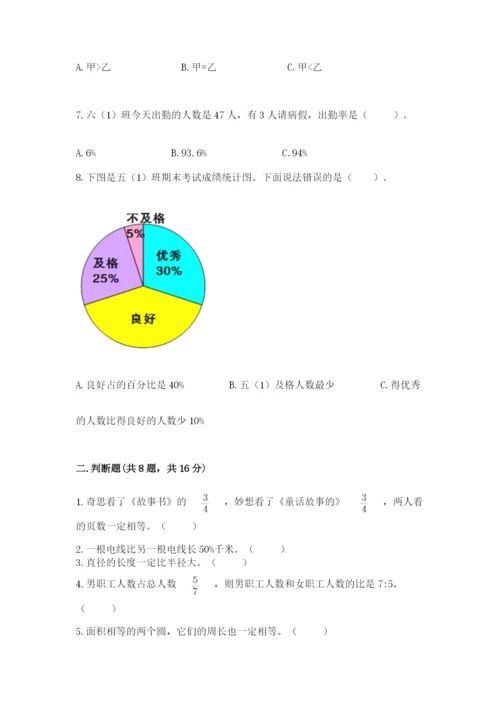 2022人教版六年级上册数学期末卷（名师系列）word版.docx