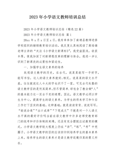 2023年小学语文教师培训总结.docx