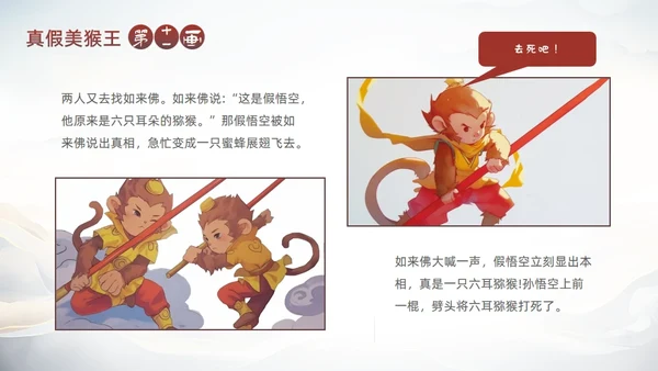 西游记真假美猴王的故事通用PPT模板