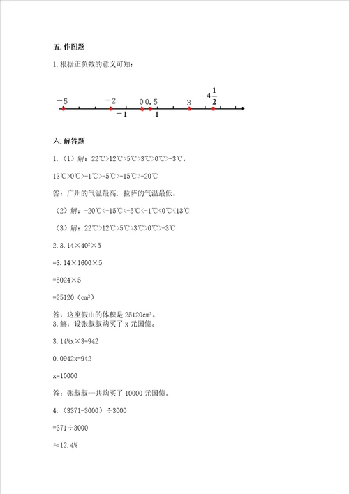 2023小学六年级下册数学期末测试卷精品全优