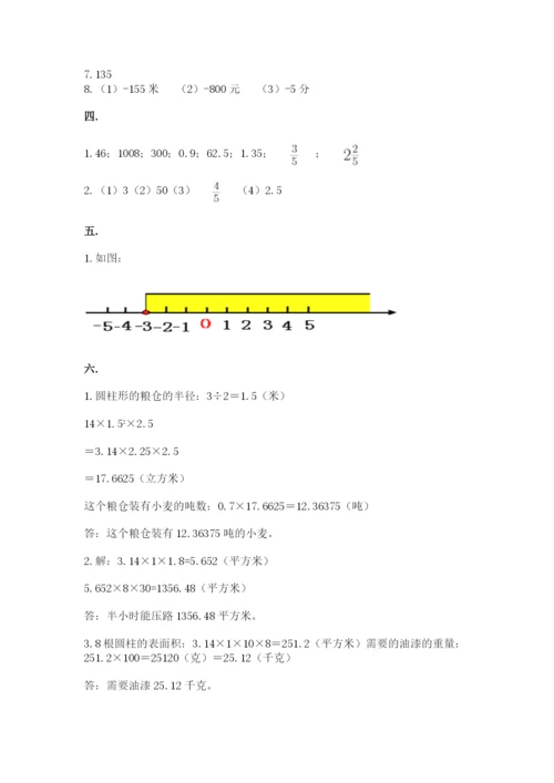 人教版数学六年级下册试题期末模拟检测卷附完整答案（夺冠）.docx
