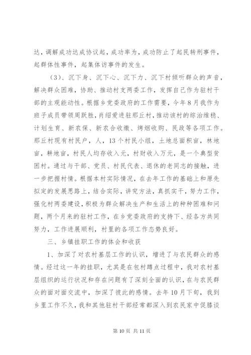 某年到乡镇挂职锻炼的工作总结范文.docx