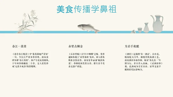 蓝色新中式插画苏东坡美食介绍PPT模板