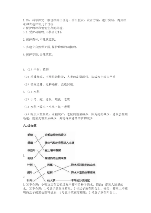 教科版科学五年级下册第一单元《生物与环境》测试卷附完整答案【全优】.docx