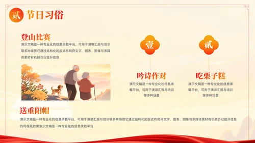 大气中国风重阳节习俗文化宣传ppt