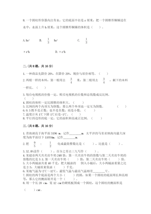 苏教版数学小升初模拟试卷附参考答案（夺分金卷）.docx