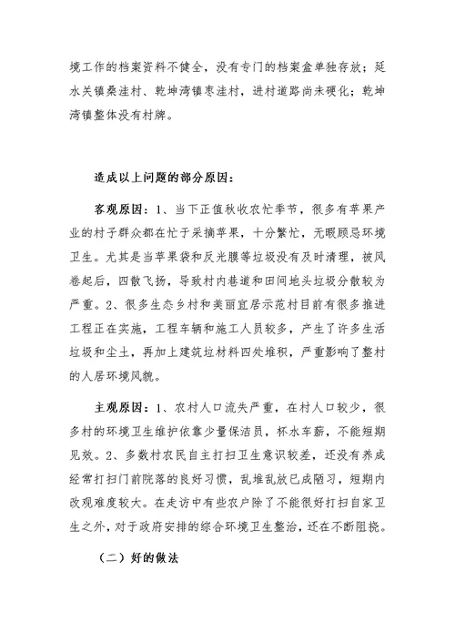 乡镇人居环境督查报告