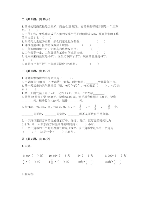 人教版六年级数学下学期期末测试题精编.docx