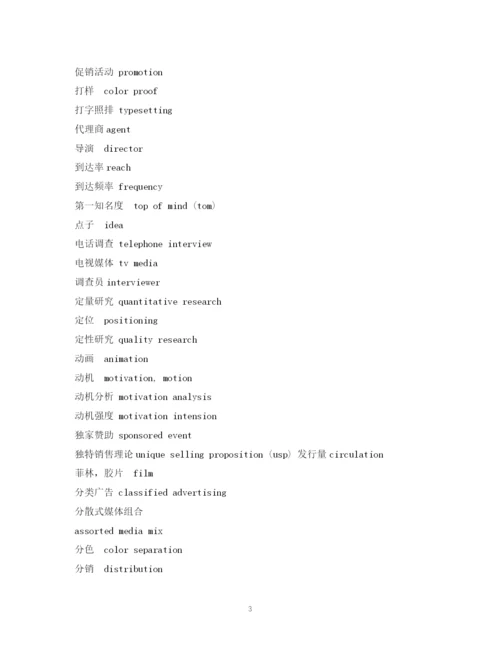 精编之经典范文英语词汇广告术语.docx
