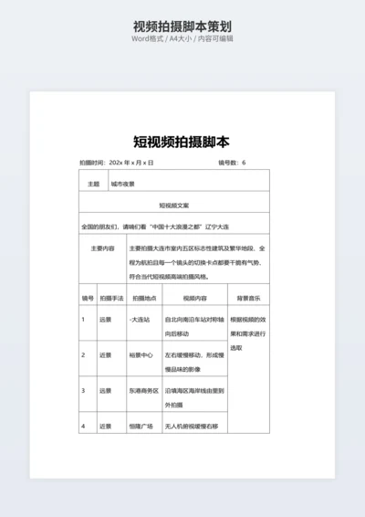 视频拍摄脚本策划